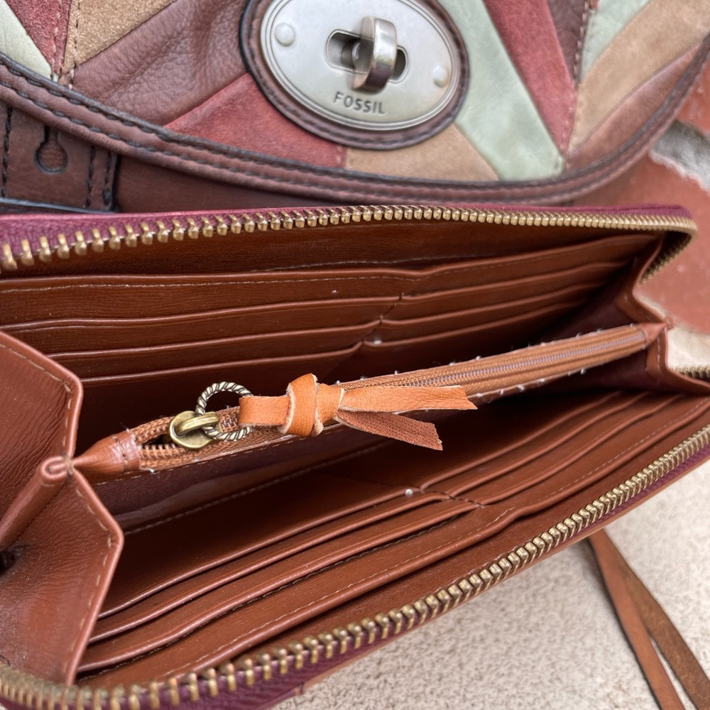 Fossil”Maddox”Bag Bundle Patchwork Multicolor Lea… - image 4